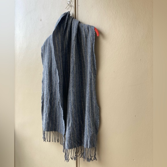 Ireland 100% wool suantrai scarf grey gray striped stripes wide oversized - Picture 7 of 15